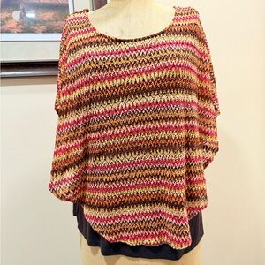 AGB Multicolor Knit Poncho Top